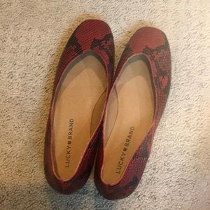Lucky Brand Red Snakeskin Flats